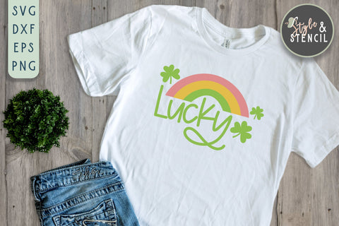 Lucky SVG - St Patricks Day - Rainbow SVG Style and Stencil 
