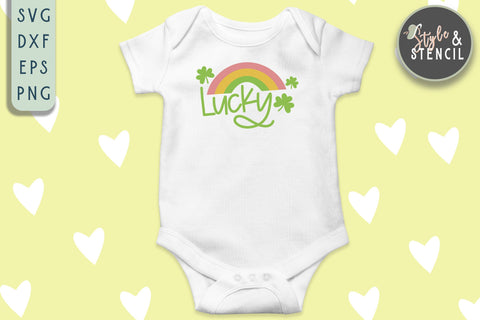 Lucky SVG - St Patricks Day - Rainbow SVG Style and Stencil 