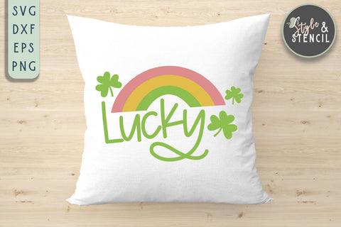 Lucky SVG - St Patricks Day - Rainbow SVG Style and Stencil 