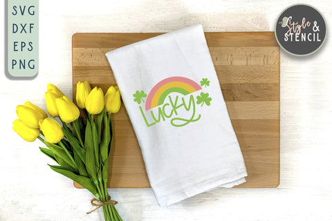 Lucky SVG - St Patricks Day - Rainbow SVG Style and Stencil 
