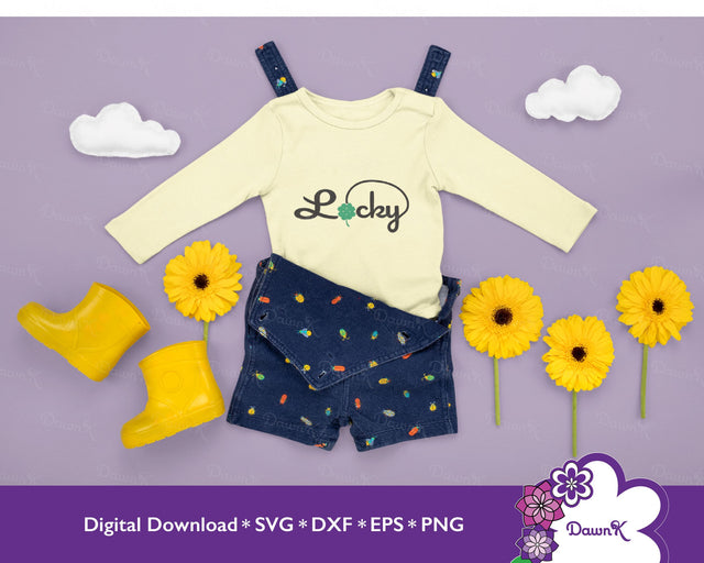 Lucky with Four Leaf Clover SVG SVG DawnKDesigns 