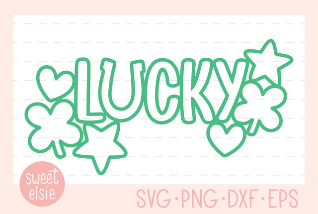 Lucky with hearts and clover SVG Sweet Elsie 