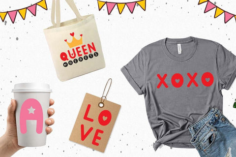 Lucy kids blocks font-A duo with hearts Font Cute files