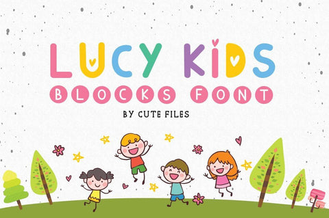 Lucy kids blocks font-A duo with hearts Font Cute files