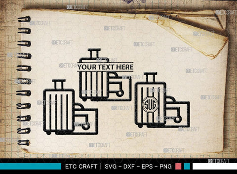Luggage Monogram, Luggage Silhouette, Luggage SVG Cut Files, Suitcase Svg, Travel Bag Silhouette Svg, SB00077 SVG ETC Craft 