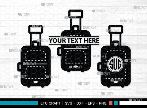 Luggage Monogram, Luggage Silhouette, Luggage SVG Cut Files, Suitcase Svg, Travel Bag Silhouette Svg, SB00077 SVG ETC Craft 