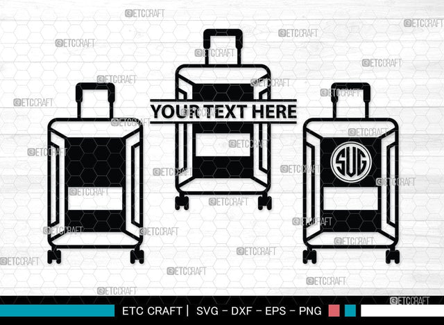 Luggage Monogram, Luggage Silhouette, Luggage SVG Cut Files, Suitcase Svg, Travel Bag Silhouette Svg, SB00077 SVG ETC Craft 