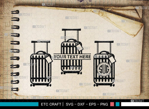 Luggage Monogram, Luggage Silhouette, Luggage SVG Cut Files, Suitcase Svg, Travel Bag Silhouette Svg, SB00077 SVG ETC Craft 