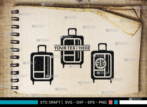 Luggage Monogram, Luggage Silhouette, Luggage SVG Cut Files, Suitcase Svg, Travel Bag Silhouette Svg, SB00077 SVG ETC Craft 