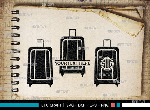 Luggage Monogram, Luggage Silhouette, Luggage SVG Cut Files, Suitcase Svg, Travel Bag Silhouette Svg, SB00077 SVG ETC Craft 