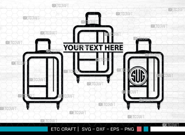 Luggage Monogram, Luggage Silhouette, Luggage SVG Cut Files, Suitcase Svg, Travel Bag Silhouette Svg, SB00077 SVG ETC Craft 