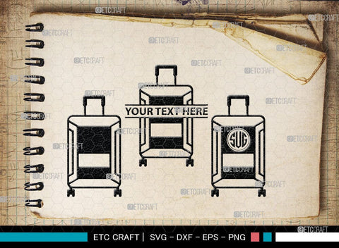 Luggage Monogram, Luggage Silhouette, Luggage SVG Cut Files, Suitcase Svg, Travel Bag Silhouette Svg, SB00077 SVG ETC Craft 