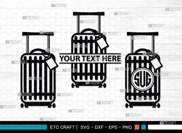 Luggage Monogram, Luggage Silhouette, Luggage SVG Cut Files, Suitcase Svg, Travel Bag Silhouette Svg, SB00077 SVG ETC Craft 