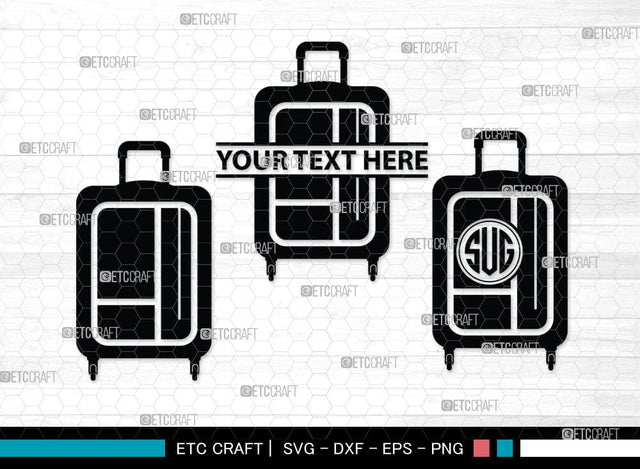 Luggage Monogram, Luggage Silhouette, Luggage SVG Cut Files, Suitcase Svg, Travel Bag Silhouette Svg, SB00077 SVG ETC Craft 