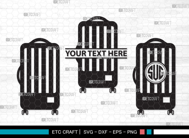 Luggage Monogram SVG, Suitcase Svg, Travel Bag Svg, Baggage Svg, Travel Svg, Travelling Bag Svg, Luggage Monogram SVG ETC Craft 