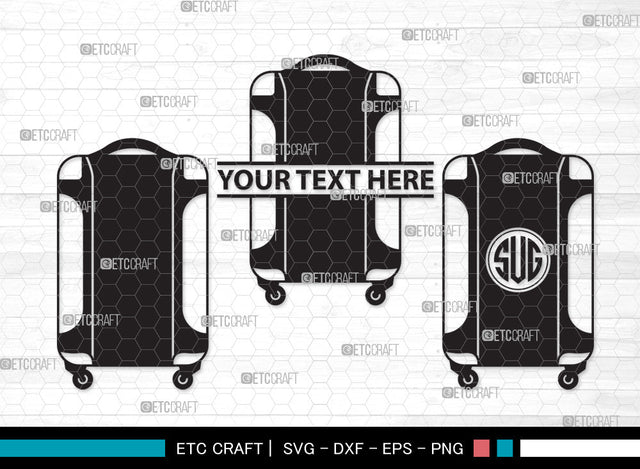Luggage Monogram SVG, Suitcase Svg, Travel Bag Svg, Baggage Svg, Travel Svg, Travelling Bag Svg, Luggage Monogram SVG ETC Craft 