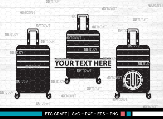 Luggage Monogram SVG, Suitcase Svg, Travel Bag Svg, Baggage Svg, Travel Svg, Travelling Bag Svg, Luggage Monogram SVG ETC Craft 