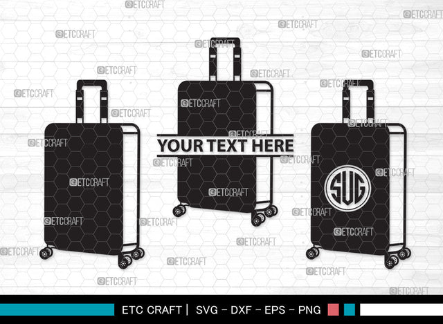 Luggage Monogram SVG, Suitcase Svg, Travel Bag Svg, Baggage Svg, Travel Svg, Travelling Bag Svg, Luggage Monogram SVG ETC Craft 