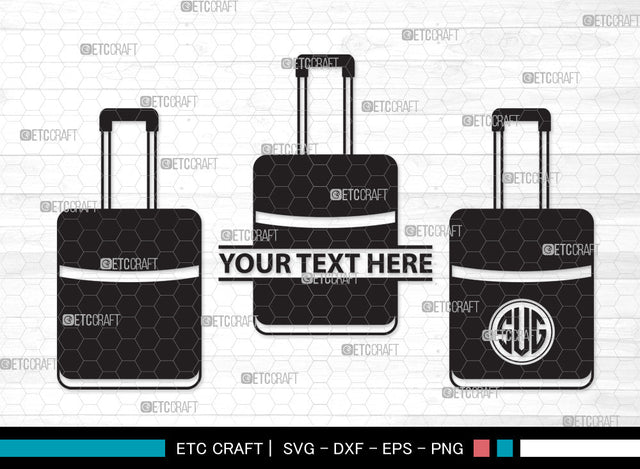 Luggage Monogram SVG, Suitcase Svg, Travel Bag Svg, Baggage Svg, Travel Svg, Travelling Bag Svg, Luggage Monogram SVG ETC Craft 