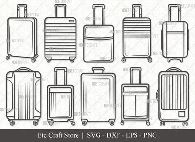 Luggage Outline SVG Cut File | Suitcase Svg | Travel Bag Svg | Baggage Svg | Travel Svg | Travelling Bag Svg | Luggage Svg Bundle SVG ETC Craft 