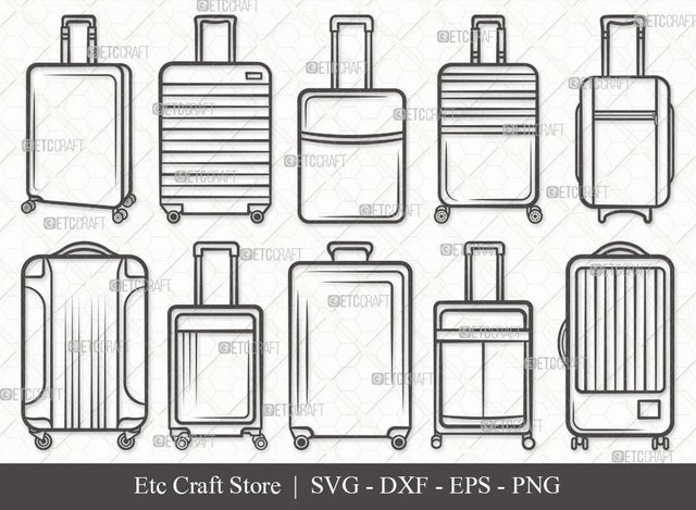 Luggage Outline SVG Cut File | Suitcase Svg | Travel Bag Svg | Baggage Svg | Travel Svg | Travelling Bag Svg | Luggage Svg Bundle SVG ETC Craft 