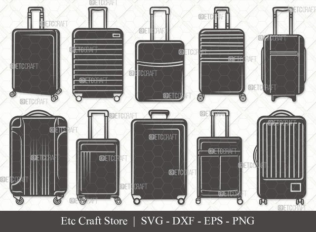 Luggage Silhouette SVG Cut File | Suitcase Svg | Travel Bag Svg | Baggage Svg | Travel Svg | Travelling Bag Svg | Luggage Svg Bundle SVG ETC Craft 