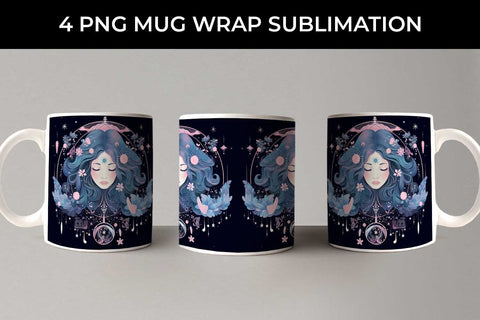 Luna Boho Goddess - Enchanting Mug Wrap Sublimation Pastel Sublimation Sintegra 