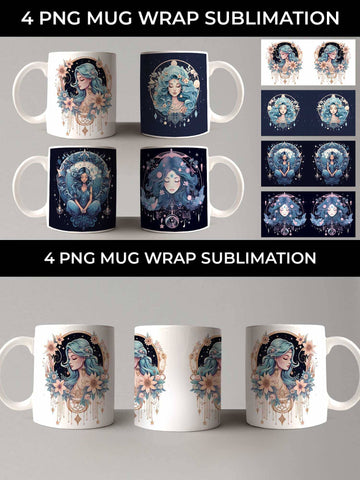 Luna Boho Goddess - Enchanting Mug Wrap Sublimation Pastel Sublimation Sintegra 