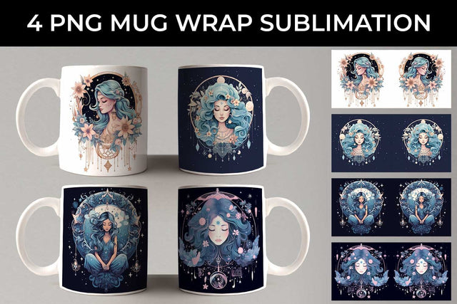 Luna Boho Goddess - Enchanting Mug Wrap Sublimation Pastel Sublimation Sintegra 