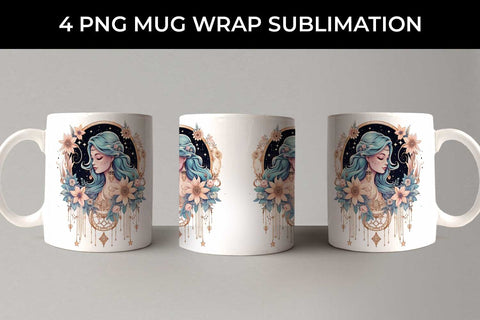 Luna Boho Goddess - Enchanting Mug Wrap Sublimation Pastel Sublimation Sintegra 