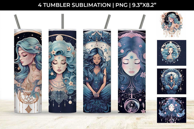 Luna Boho Goddess - Enchanting Tumbler Wrap Pastel Sublimation Sintegra 