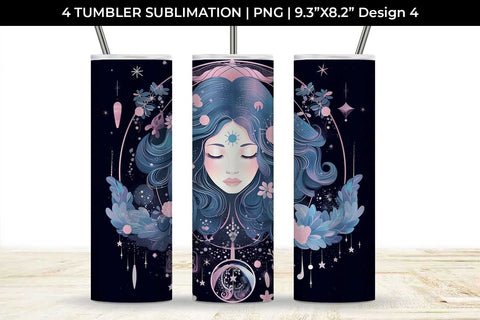 Luna Boho Goddess - Enchanting Tumbler Wrap Pastel Sublimation Sintegra 