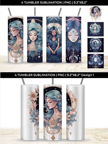 Luna Boho Goddess - Enchanting Tumbler Wrap Pastel Sublimation Sintegra 