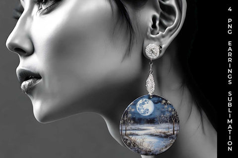 Lunar Elegance Earrings: Moon Phases, Night Serenade, Celestial Beauty Sublimation Sintegra 