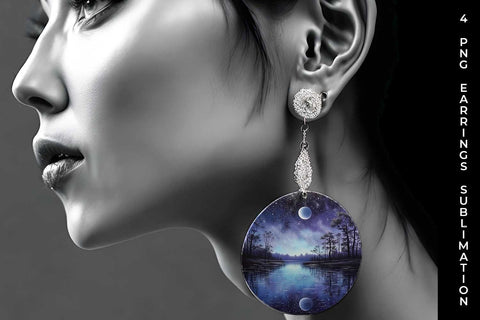Lunar Elegance Earrings: Moon Phases, Night Serenade, Celestial Beauty Sublimation Sintegra 