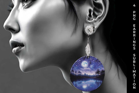 Lunar Elegance Earrings: Moon Phases, Night Serenade, Celestial Beauty Sublimation Sintegra 