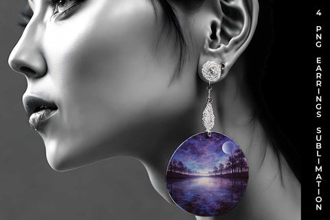 Lunar Elegance Earrings: Moon Phases, Night Serenade, Celestial Beauty Sublimation Sintegra 
