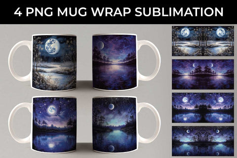 Lunar Elegance Mug Wrap: Moon Phases, Night Serenade, Celestial Beauty Sublimation Sintegra 
