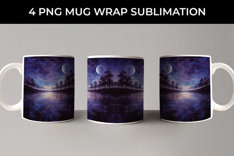 Lunar Elegance Mug Wrap: Moon Phases, Night Serenade, Celestial Beauty Sublimation Sintegra 