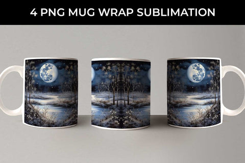 Lunar Elegance Mug Wrap: Moon Phases, Night Serenade, Celestial Beauty Sublimation Sintegra 