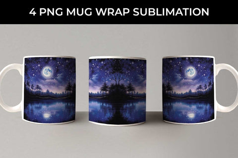 Lunar Elegance Mug Wrap: Moon Phases, Night Serenade, Celestial Beauty Sublimation Sintegra 
