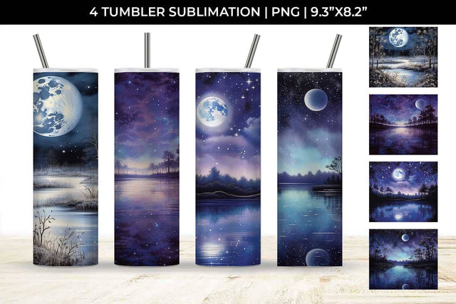 Lunar Elegance Tumbler: Moon Phases, Night Serenade, Celestial Beauty Sublimation Sintegra 