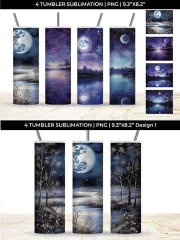 Lunar Elegance Tumbler: Moon Phases, Night Serenade, Celestial Beauty Sublimation Sintegra 