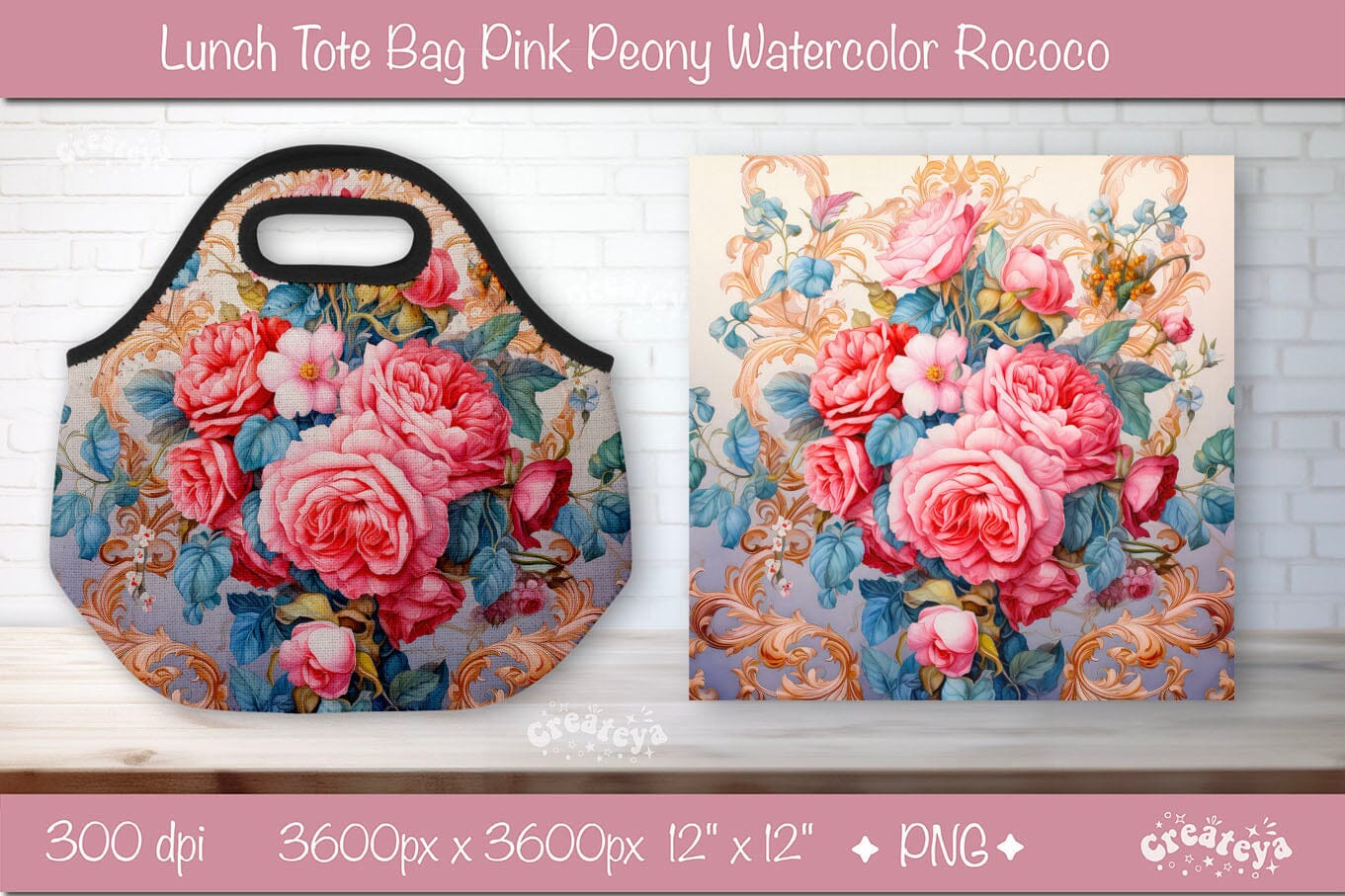 Pink Peony Floral Tote Bag