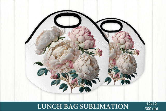 Lunch Bag Sublimation PNG. Peonies Lunch Bag PNG Sublimation Olga Terlyanskaya 