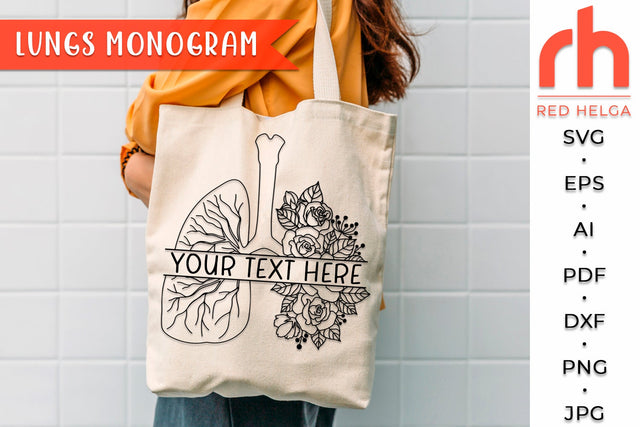 Lungs Monogram SVG - Pulmonologi Logo Cut File SVG RedHelgaArt 