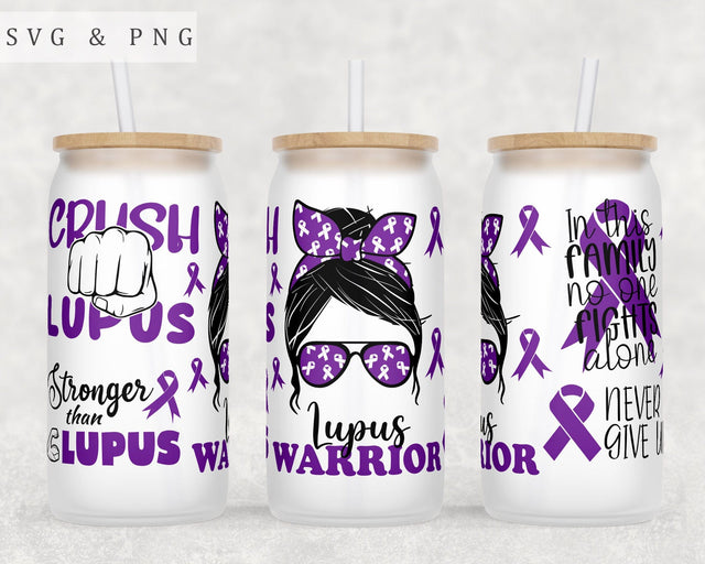 Lupus Awareness Libbey Glass Can Wrap, 16oz Glass Can Sublimation Design, Lupus Warrior Glass Can PNG File Sublimation HappyDesignStudio 