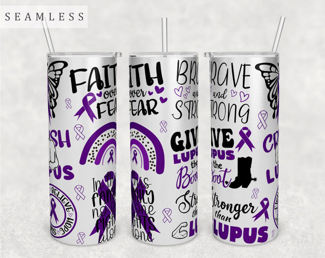 Lupus Awareness Tumbler Wrap, 20 Oz Skinny Tumbler Lupus Sublimation Design, Seamless Lupus Tumbler PNG Sublimation HappyDesignStudio 