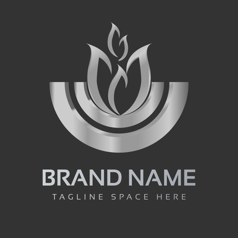 Luxury fire logo with Circle frame in 3d concept silver shiny color SVG naemmiah021 