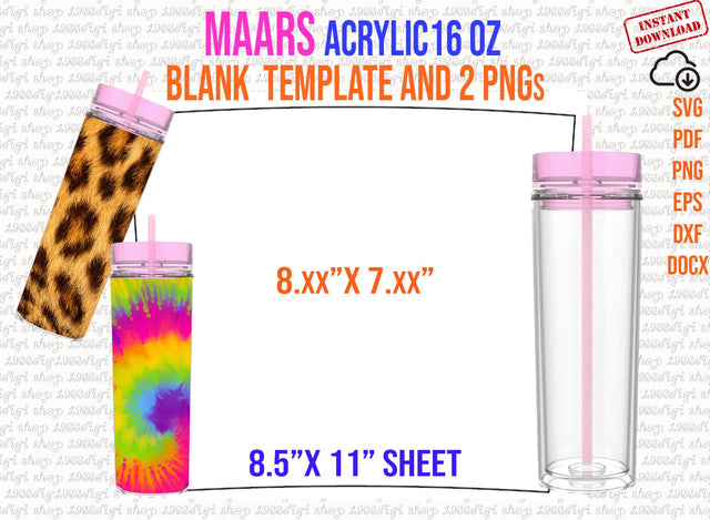 Maars Acrylic Skinny 16oz Tumbler Template Svg Wrap for Maars Acrylic Skinny Tumbler 16oz bottle Tumbler Sublimation Template Maars Docx SVG 1966digi 